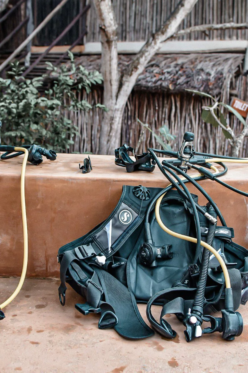 Nos équipements de plongée lors de notre excursion à Zanzibar