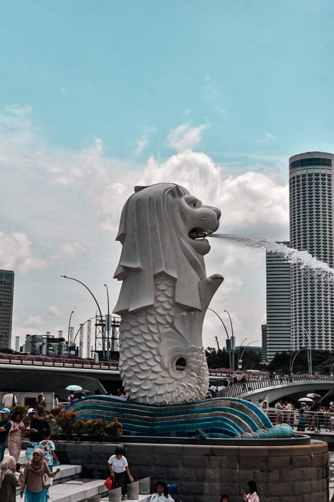 Le fameux Merlion, emblème de la Singapour