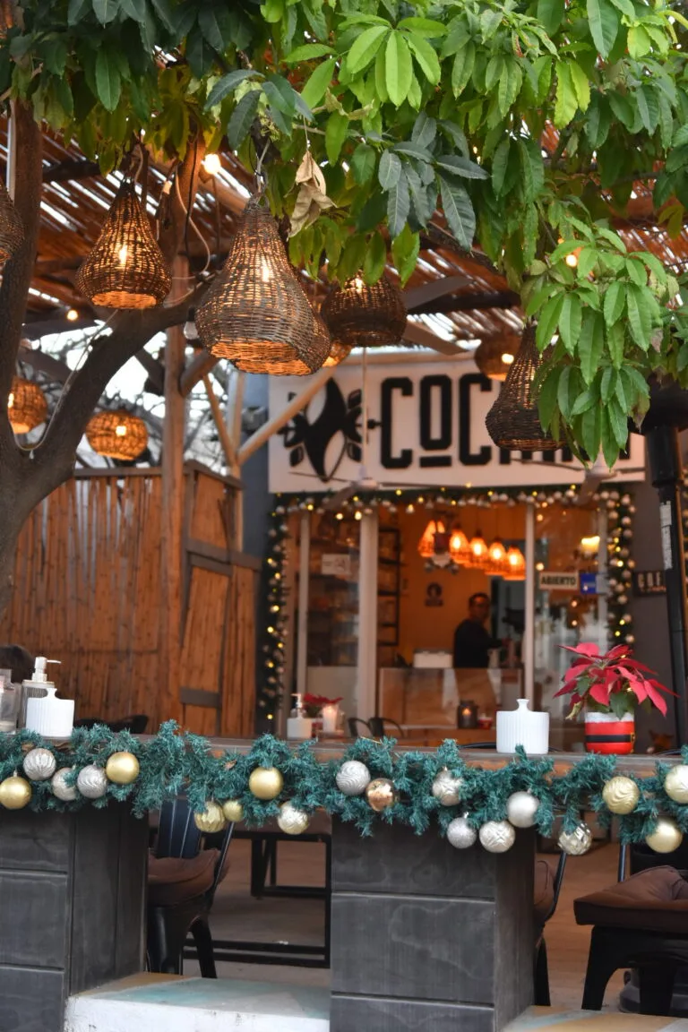 Ruelle colorée et guirlandes de Noël à San José del Cabo