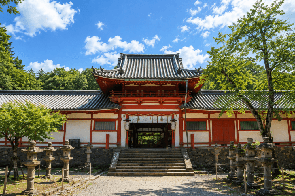 l'entrée du sanctuaire Tamukeyama Hachimangu