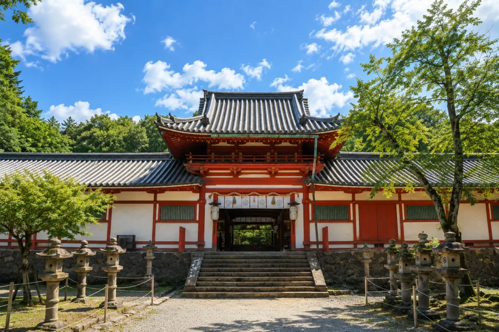 Que faire à Nara en une journée : programme + conseils 8 l'entrée du sanctuaire Tamukeyama Hachimangu