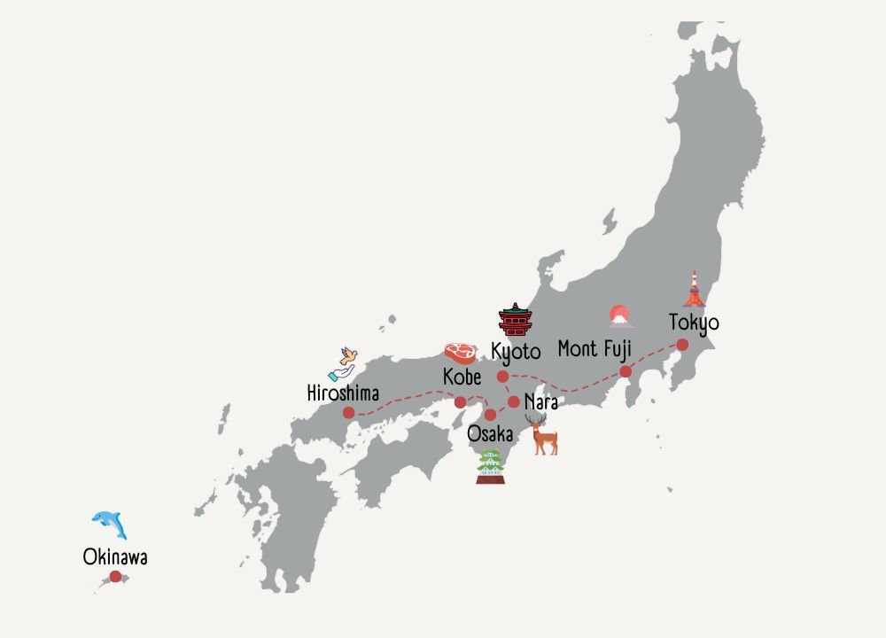 itinéraire pour 2 semaines au Japon