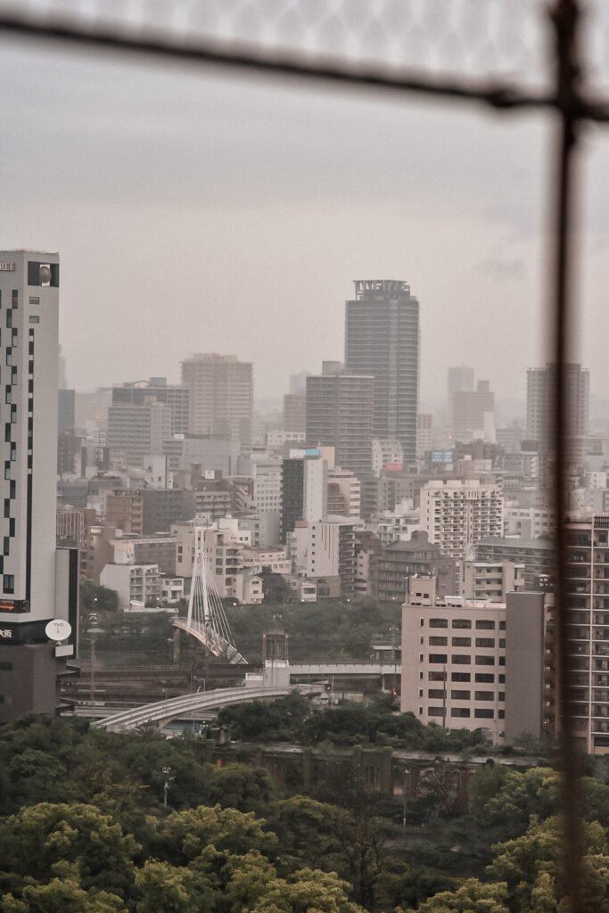 la vue depuis la tour du chateau d'Osaka